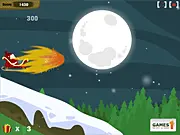 Santa's Coming Christmas game free online, Santa Claus jumping to collect presents on a snowy rooftop