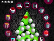 Factory Balls: Christmas Edition free online puzzle game screenshot showing a sequence of factory tools and Christmas ornaments being created.