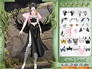 Screenshot of Dragon Fighter Dressup showing a female fantasy character with large wings and custom armor, a free online dressup game