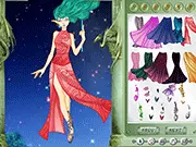 Play Zomiam Fairy Dress Up Online game free, beautiful fairy model wearing an elegant outfit and wings, fantasy dress-up game