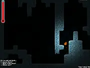 Thermal free online platformer game screenshot, showing a small flame in a dark environment