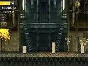 Robot Run free online survival runner game, robot jumping over boxes while escaping a flame on PlayArcadeHub