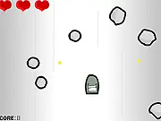 Armageddon Flight free online game screenshot, play missile dodger game, dodge rocks and collect hearts online, high speed arcade challenge
