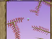 Charlotte's Web free online arcade game screenshot, playing a vertical falling dodge challenge, dodging tree branches and insects online