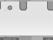 A simple 2D screenshot of a ball bouncing between black and white obstacles in the arcade game iBall, illustrating the tight space and difficulty.