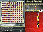Screenshot of the Blang Match 3 puzzle game showing colorful gems connected in a chain reaction ready to be cleared for points and profit.