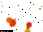 Screenshot of A Chain Reaction 2 puzzle game, showing bombs exploding in a chain reaction on PlayArcadeHub