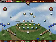 Star Shot Carnival free online physics game, fire balls to make star pins disappear on PlayArcadeHub