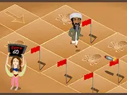 A world leader character running and dodging falling bombs and ground mines in the explosive free action game Terrorlympics II: Taliban-E-Langdi