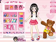 My Cute Teddy game screenshot, a girl and her teddy bear dressed up, free online dress up game