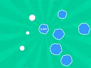 Screenshot of Shoot and Grow arcade game showing colorful, expanding bubbles on a simple background, play free online timing game.