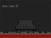 Dust Drop Doll free action game screenshot showing the doll Maria fighting dust bunnies and a descending vacuum cleaner.