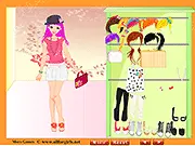 Screenshot of Cute Twins Dressup, a free online girl game showing two cute twin sisters waiting to be styled with matching or complementary clothes.
