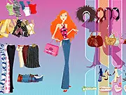 Beautiful girl Mary in a digital dress-up game, wearing a glamorous new outfit and hairstyle