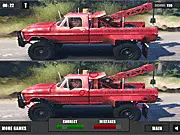 Mobile Crane Trucks Spot the Difference free online puzzle game, two images of a crane truck side-by-side