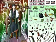 A noble male Elven character wearing green and gold robes, reminiscent of Legolas or Thranduil, in the Elven Prince Dress Up game.