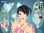 Cindys Manicure Salon game screenshot, girl receiving a stylish nail art design, free online nail game