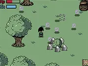 Frog Fable free online adventure game screenshot showing a mysterious character in a swamp environment.
