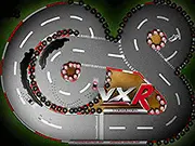 Screenshot of the XVR Racing online game showing two cars speeding side-by-side