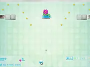 Gameplay screenshot of ABE the robot launching a blue water bead toward a floating anti-gravity planter to grow a flower in the physics game Plant Pong Deluxe.