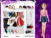 Runway Model Dress Up game screenshot, model wearing glamorous dress on a catwalk, play free online