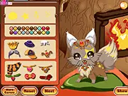 Screenshot of the Winter Fox Makeover game showing the adorable fox with a new hairstyle and winter accessories
