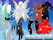 Play Rhyannon Winter Fairy Dress Up game free online, styling the Fairy of Winter with gowns, wings, and accessories