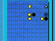 Blind Ball free online physics puzzle game showing a maze and placed tools