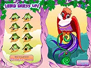 Bird Dressup free online game screenshot with colorful feathers and accessories