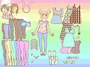 Pixel Pastel Dressup free online game screenshot featuring a girl in cute pastel clothes