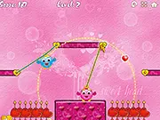 Happy Valentines Puzzle game screenshot showing two heart characters and a drawn line connecting them