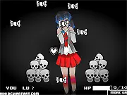 The Delivery Yandere Battle game screenshot, Undertale inspired bullet-hell action, dodging attacks with the mouse on PlayArcadeHub