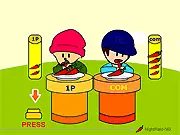 Chili Time! game screenshot showing a fast-paced pepper eating contest between two competitors