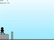 Free online stickman skateboarding game featuring a figure jumping over an obstacle