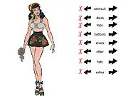 Katy Keene Paper Doll Dress-Up game, styling the comic book fashion icon with vintage clothes and accessories on PlayArcadeHub free online