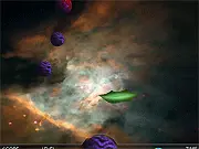 The Planet Gobbler game screenshot, cosmic entity consuming the correct planet type in a reaction-based arcade game