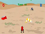 SlimeBall Fight! free online 1v1 arena game screenshot showing two characters battling with projectiles on a bright stage.