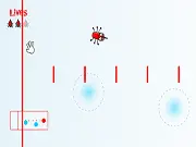 Weevil Curling free online physics-based sport game screenshot showing a weevil sliding toward a target zone on an icy surface.