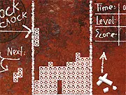 The Chock Chock game screen showing colored blocks falling and forming lines in the grid