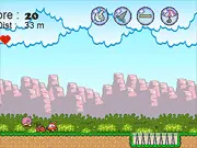 Pink Jean-Luc Adventure game screenshot showing the character jumping over obstacles