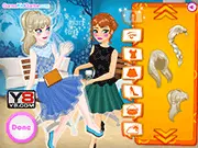 Play Elsa and Anna Chat free online game featuring the Frozen sisters creating funny comic scenes and dialogue on PlayArcadeHub