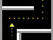 Screenshot of Astro Chaser free online game showing a spaceship dodging red obstacles and collecting bright yellow stars in outer space.