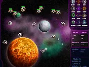 Screenshot of Space Invasion Tower Defense free online game showing various defense towers shooting at invading alien spaceships.