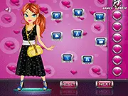 Screenshot of Glam Girl Dress Up game showing a fashionable doll ready to be styled with glamorous dresses, accessories, and hairstyles.