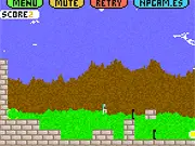 Screenshot of Back Platformer free online game showing the player character running a course while a ghostly, reversed image of themself runs in the opposite direction.