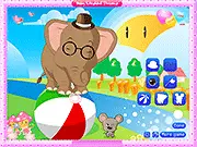 Baby Elephant Dressup free online game screenshot, circus fashion styling game, play cute elephant dress up free, accessories and costumes
