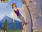 Risky Rock Climbing free online game screenshot, girl in sporty gear, fashion dress up on PlayArcadeHub