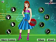 Music Party Dress Up online game screenshot, fashion makeover, play free on PlayArcadeHub