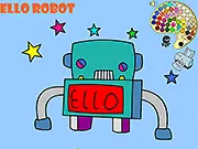 Ello Robot Coloring free online game screenshot, color the cute robot, print coloring page on PlayArcadeHub