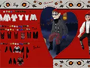 Nisse Maker game screenshot showing a customized character in traditional Scandinavian folk dress, a Nisse (gnome)